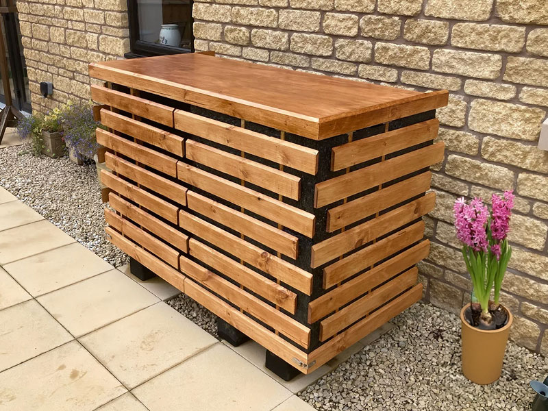 Discreet air source heat pump outdoor unit cover